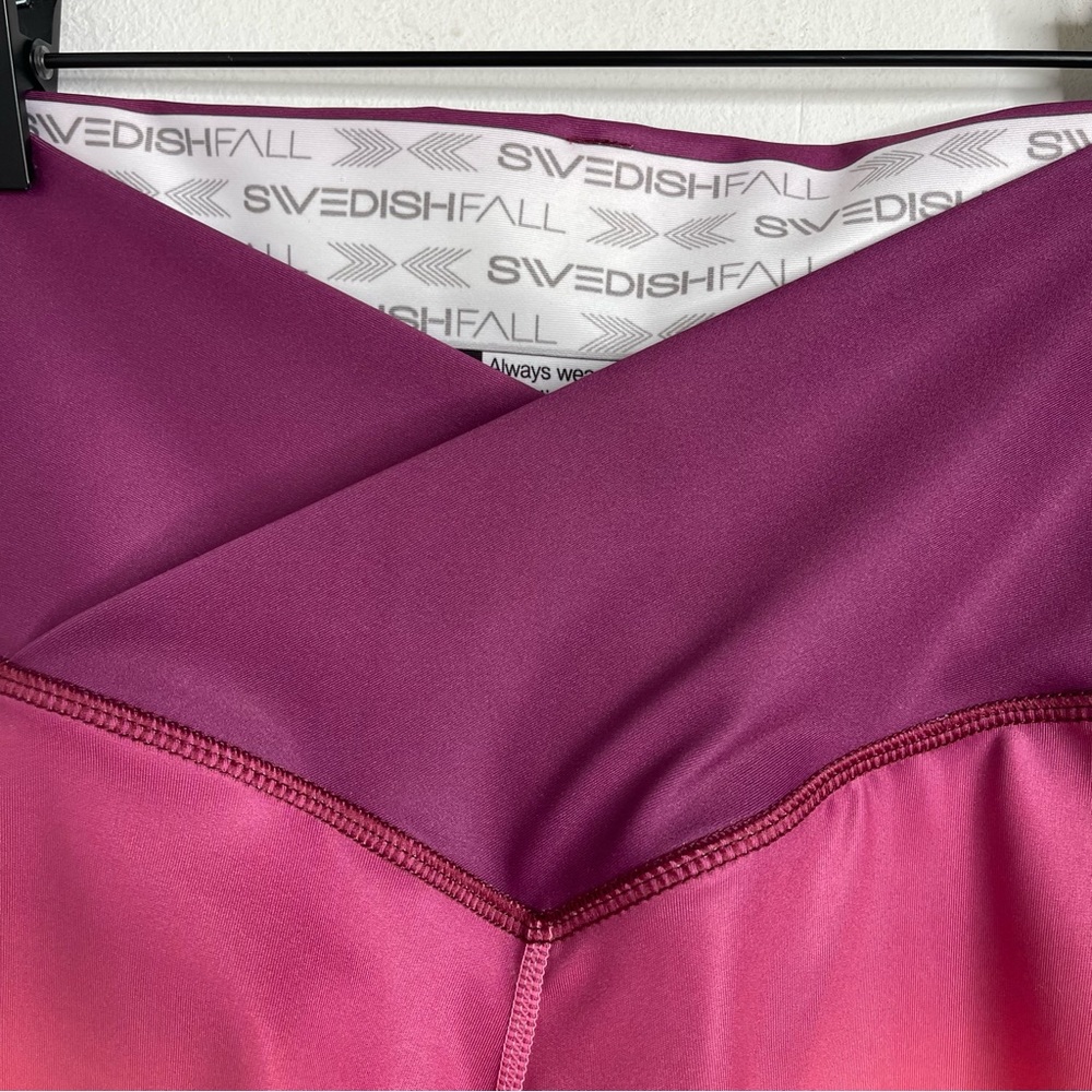 SWEDISH FALL Pink Flex Waist Shorts Berry Flame Size S Workout Gym CrossFit - Picture 11 of 16